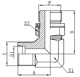 Elbow Hydraulic Adapters Drawing